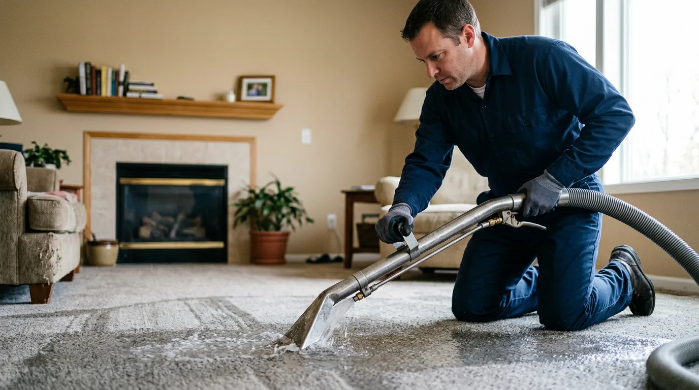 Water damage restoration technician working near Parsippany, NJ